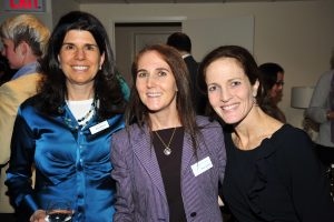 Nancy M. Williams at a May 2013 Hearing Health Foundation reception with Board Chair Shari Eberts (HBS 1993) and Board member Rebecca Ginzburg